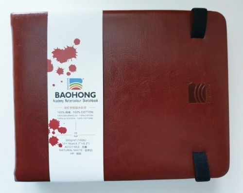 BAOHONG, Скетчбук (24 листа), хлопок, 300 гр/м.кв, Мелкозернистая 120x160мм